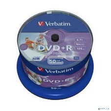 Диск DVD+R Verbatim 4.7Gb 16x Cake Box (50шт) Printable (43512)
