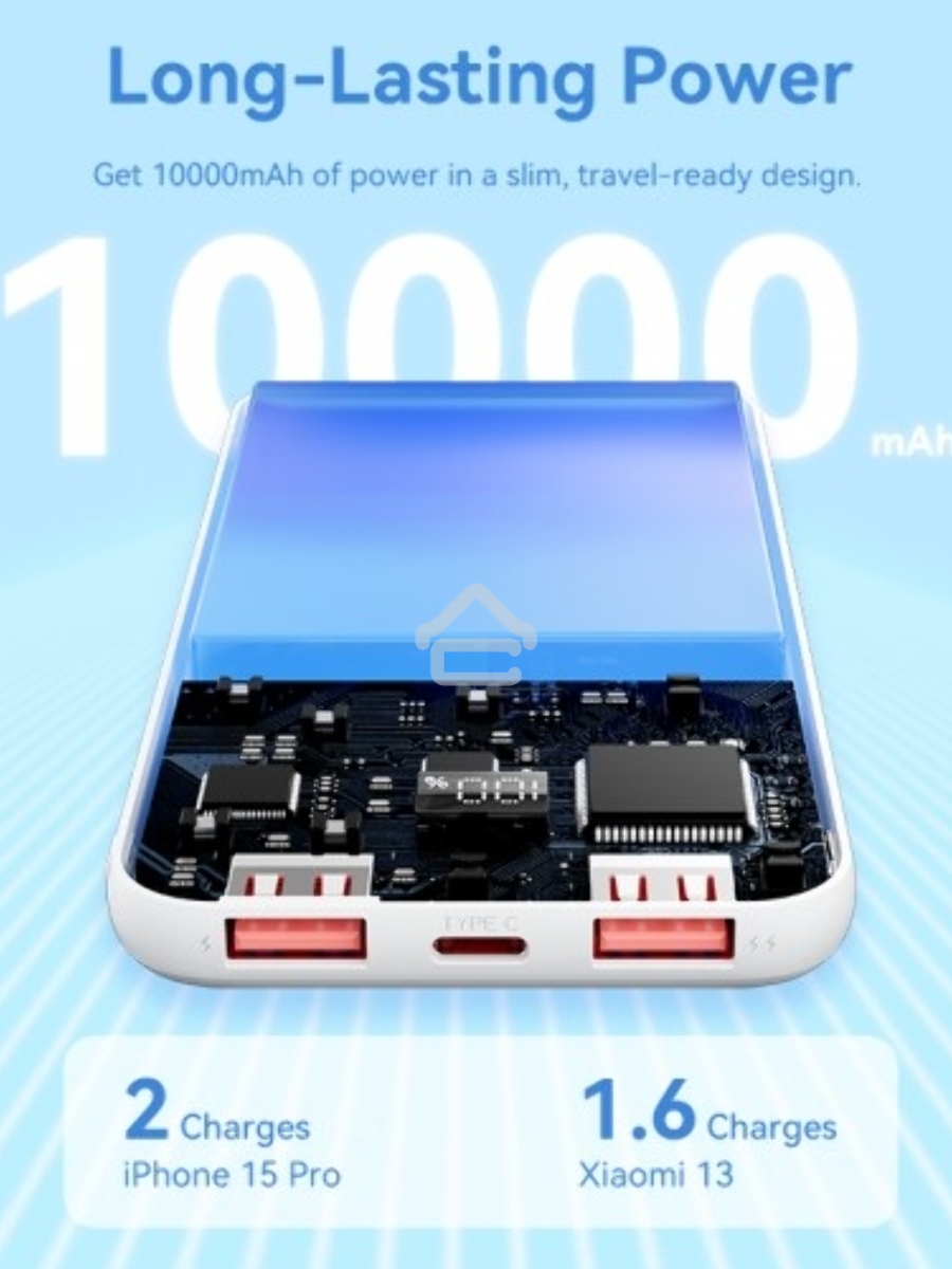 Внешний аккумулятор Vention 10000mAh(M/C-A/A)22.5W Белый с LED Дисплеем
