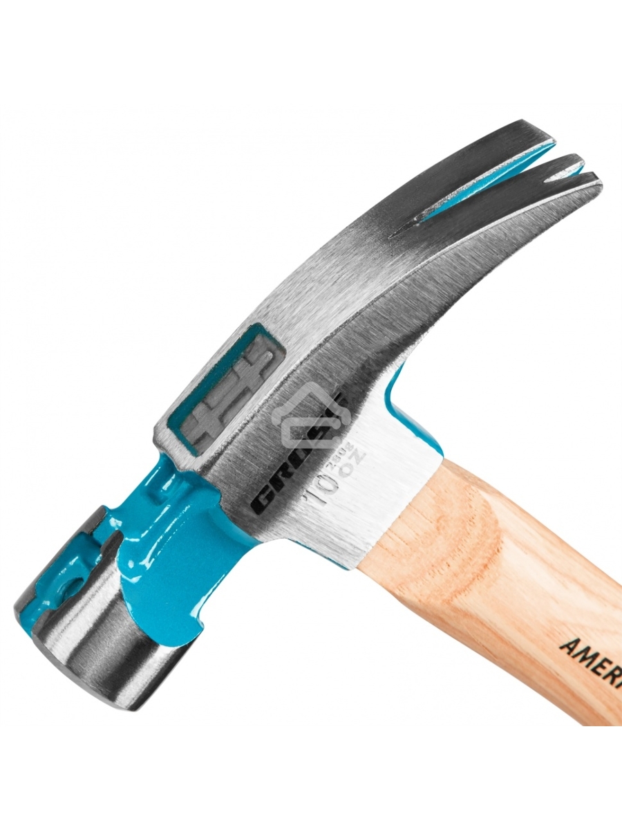 Молоток-гвоздодер,280 г, угол 75, магнит, обрезиненная рукоятка AMERICAN HICKORY GROSS