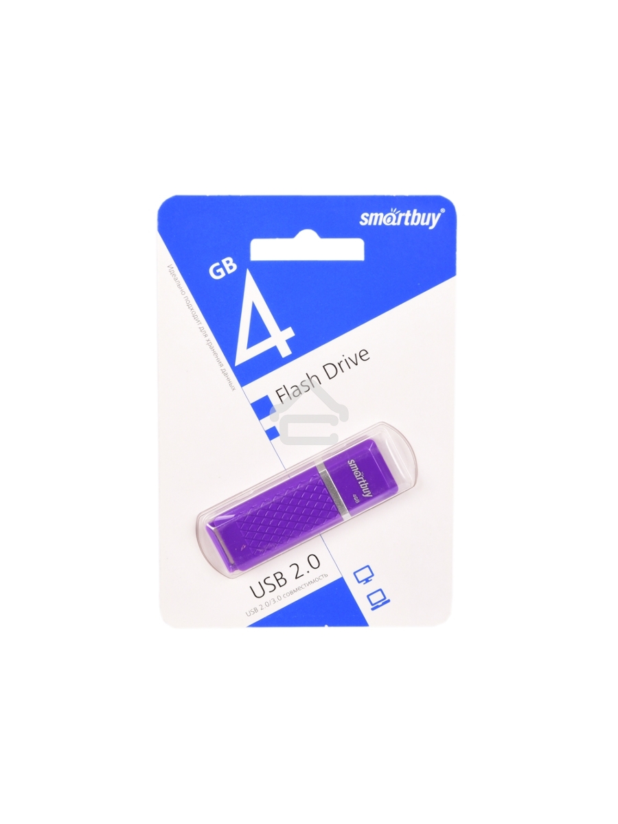 Флеш диск 4Gb USB Drive <USB2.0> Smartbuy Quartz series Violet (SB4GBQZ-V)