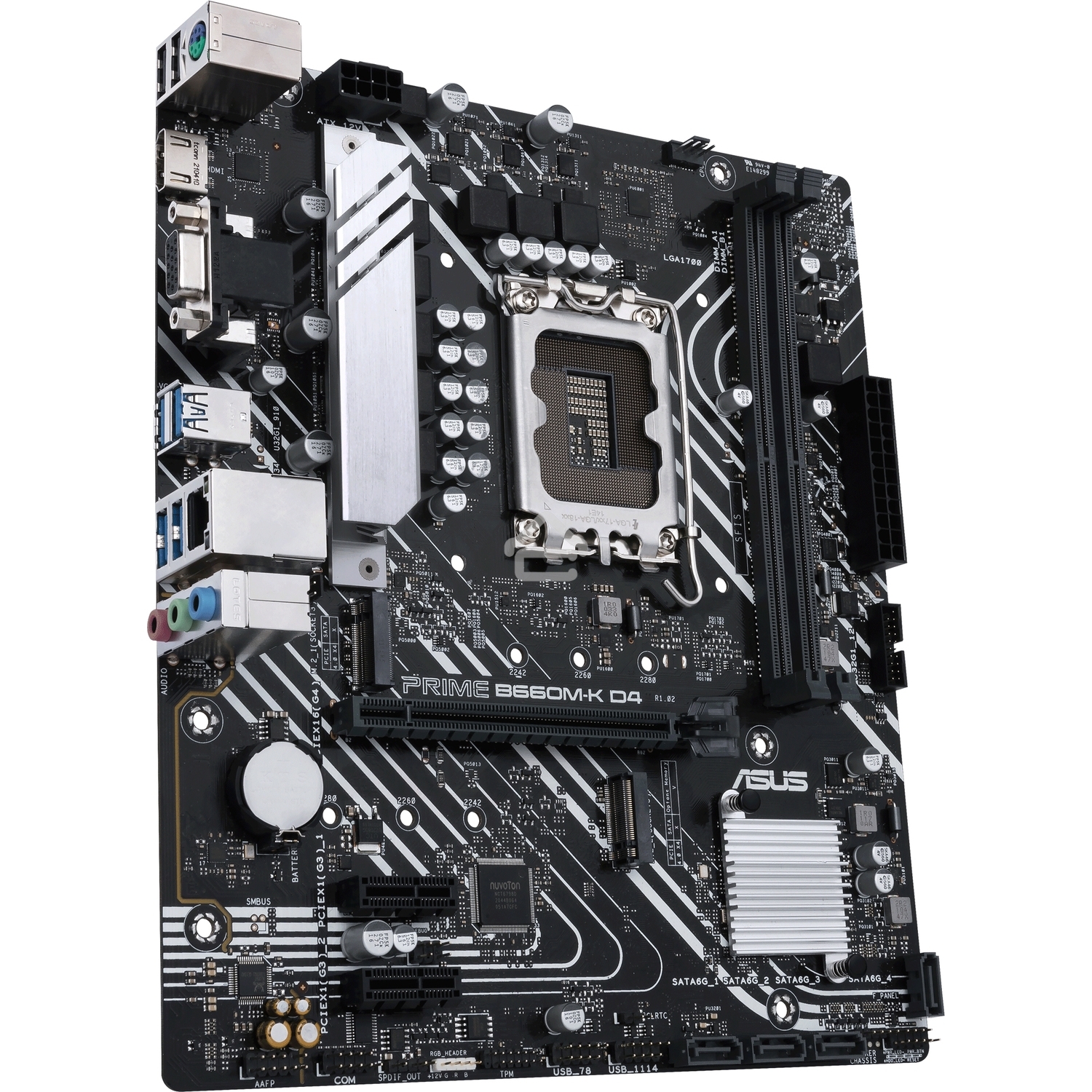 Материнская плата ASUS PRIME B660M-K D4, Socket LGA 1700, Intel B660, 2xDDR4, 4xSATA, 2xM.2, 1xPCIe 4.0 x16, 2xPCIe x1, 1xHDMI, 1xVGA, 1x 1Gb LAN, 4xUSB-A 3.2 Gen 1, 2xUSB-A 2.0, 3x3.5 мм, 7.1, mATX