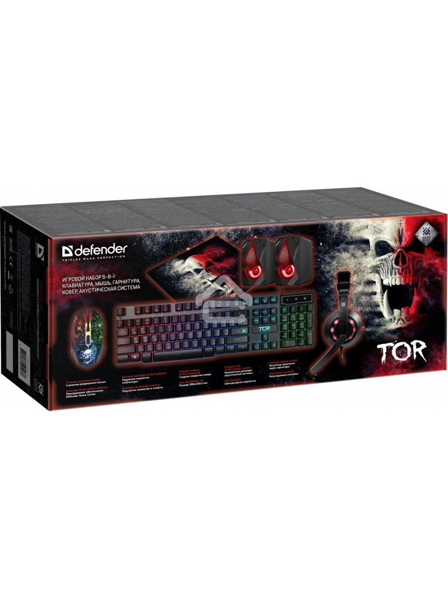 Игровой набор Defender Tor MHP-127 мышь+клав.+гарн.+ков.+колонка