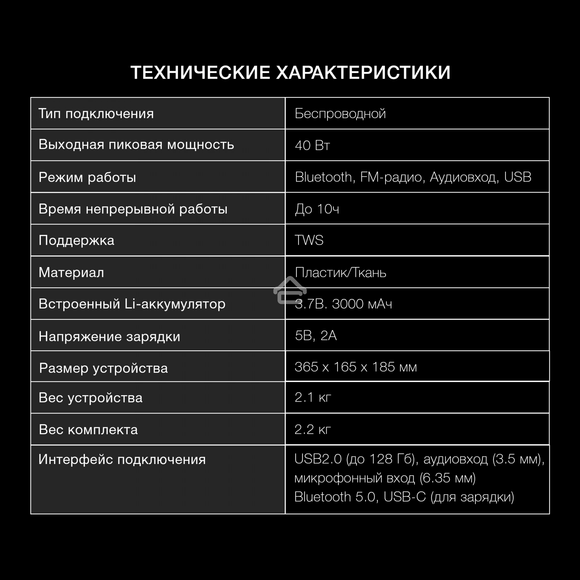 Портативная колонка Hyundai H-PS1025 черный 40W 2.0 BT 10м 3000mAh