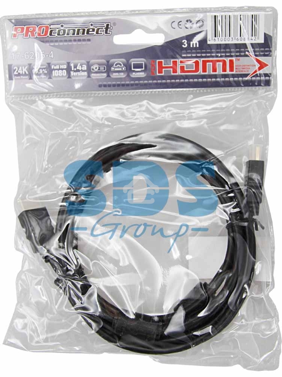 Кабель PROconnect HDMI - HDMI 1.4 угловой, 3м Gold