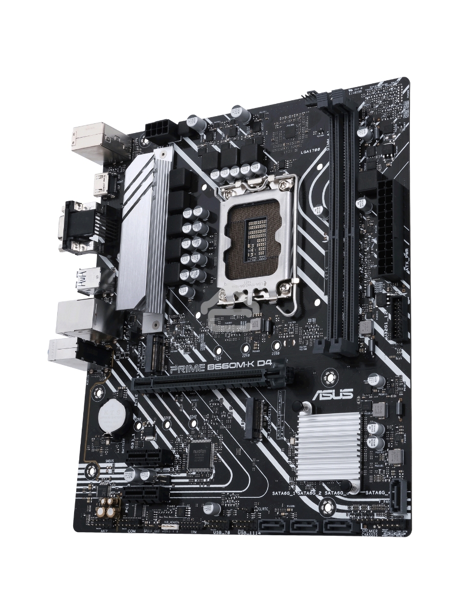 Материнская плата ASUS PRIME B660M-K D4, Socket LGA 1700, Intel B660, 2xDDR4, 4xSATA, 2xM.2, 1xPCIe 4.0 x16, 2xPCIe x1, 1xHDMI, 1xVGA, 1x 1Gb LAN, 4xUSB-A 3.2 Gen 1, 2xUSB-A 2.0, 3x3.5 мм, 7.1, mATX