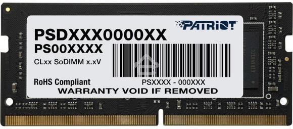 Оперативная память Patriot Signature, DDR4, 32GB (1x32 GB), 3200 MHz, CL22, SO-DIMM