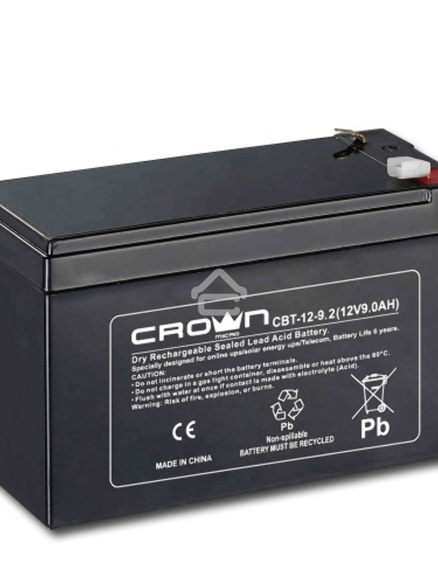 Батарея CROWN CBT-12-9.2 (12V 9.2Ah) F2 срок службы 5 лет