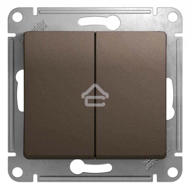 Механизм выключателя 2-кл. СП GLOSSA 10А IP20 10AX шоколад SchE GSL000851