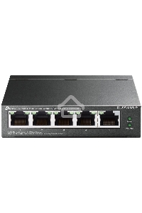 Коммутатор 5-Port 10/100Mbps Unmanaged Switch with 4-Port PoE, meta case, desktop mount, PoE budget 41W.