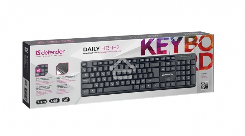 Клавиатура проводная Defender Daily HB-162, USB, черный