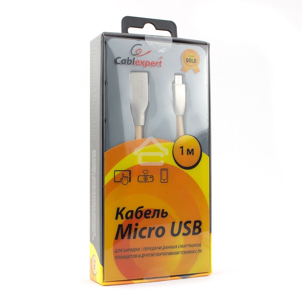 Кабель USB2.0 Cablexpert CC-G-mUSB01Gd-1M, AM/microB, серия Gold, длина 1м, золотой, блистер