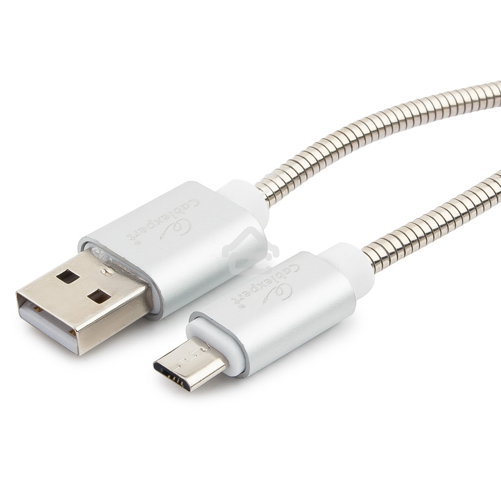 Кабель USB2.0 Cablexpert CC-G-mUSB02S-0.5M, AM/microB, серия Gold, длина 0.5м, серебро, блистер