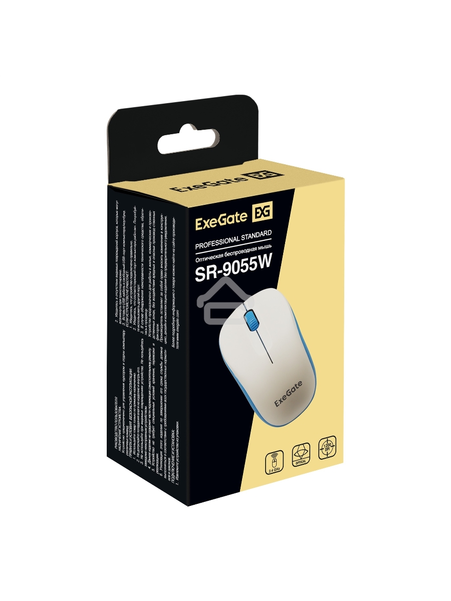 Мышь беспроводная ExeGate Professional Standard SR-9055W белый, 1200 dpi, радиоканал, USB, кнопки - 3