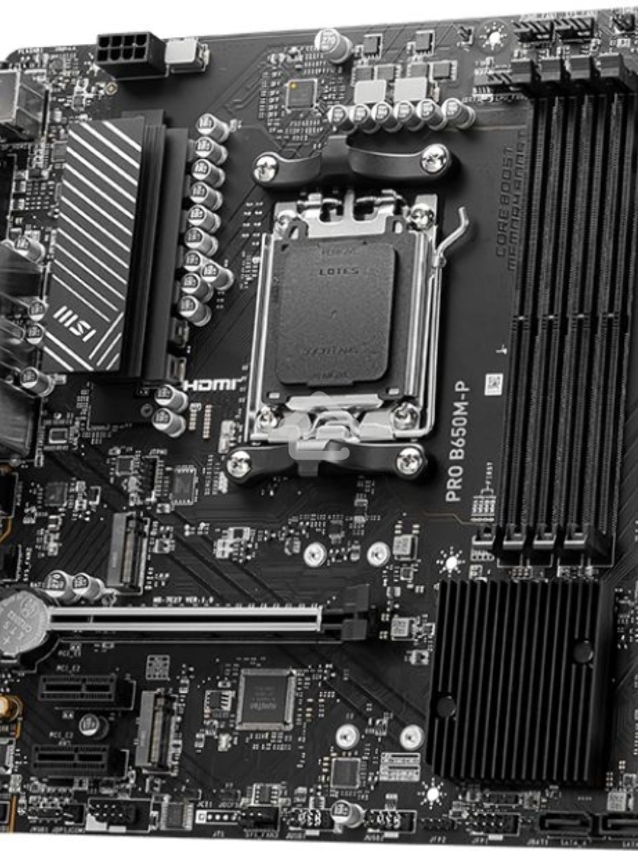 Материнская плата MSI PRO B650M-P, AM5, AMD B650, 4xDDR5, 4xSATA, 2xM.2, 1xPCI-E 4.0 x16, 2xPCI-E 4.0 x1, 1xHDMI, 1xDP, 1xVGA, 1x2.5Gb LAN, 2xUSB 3.2 Gen 1, 2xUSB 3.2 Gen 2, 3x3.5 мм, 7.1, Micro-ATX