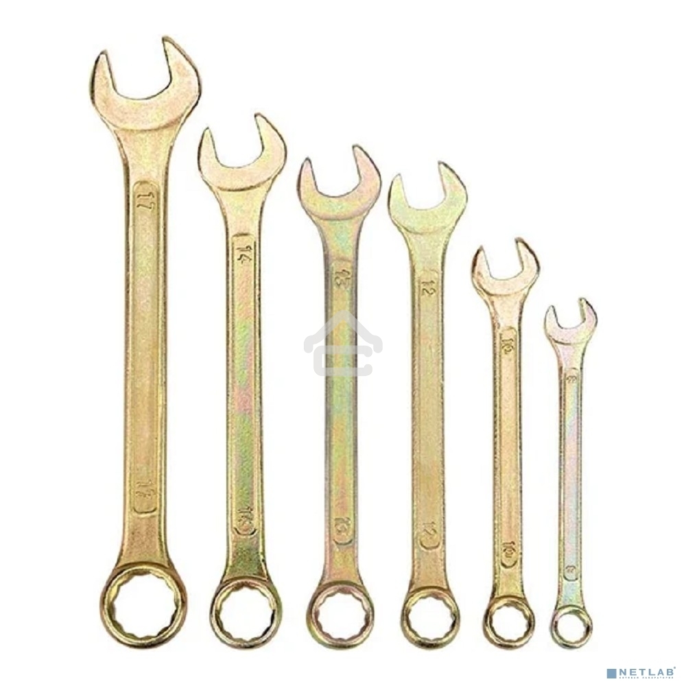 Набор ключей комбинированных Rexant (8, 10, 12, 13, 14, 17 мм), 6 шт., желтый цинк