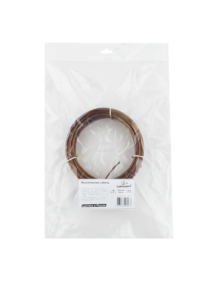 Акустический кабель Cablexpert CC-TC2x1,0-10M, прозрачный,  10 м, бухта