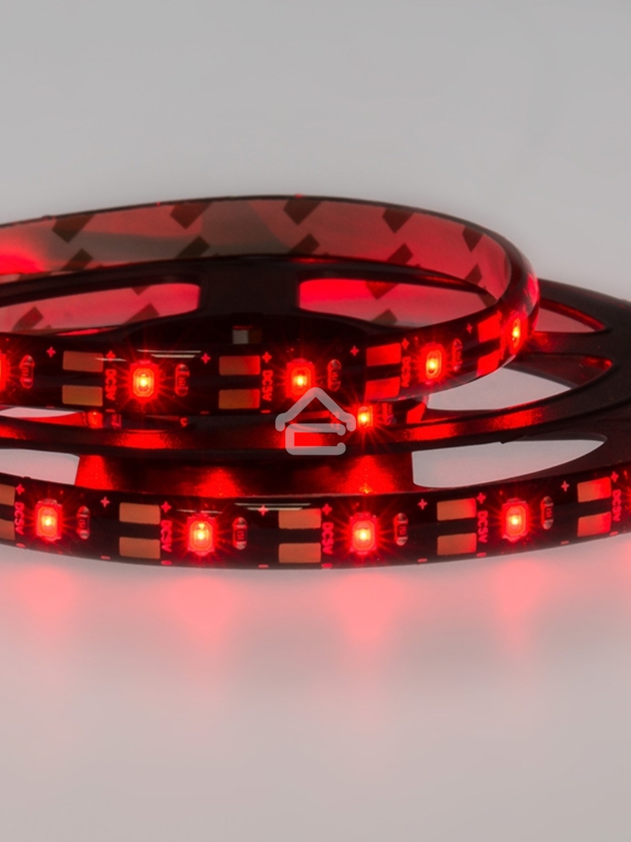 Лента LED с USB коннектором 5 В, 8 мм, IP65, SMD 2835, 60 LED/m, цвет свечения красный