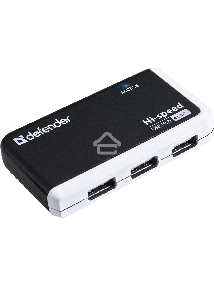 Разветвитель USB Defender QUADRO INFIX USB2.0 - 4 порта, скор. - до 480 Мбит/с, + кабель USB 2.0 A(M) - MiniB (M) - 1м.