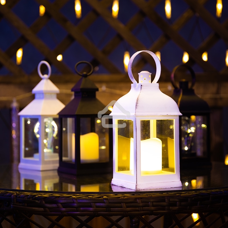 Декоративный фонарь Neon-night со свечкой, белый корпус, размер 10.5х10.5х22,35 см, цвет теплый белый