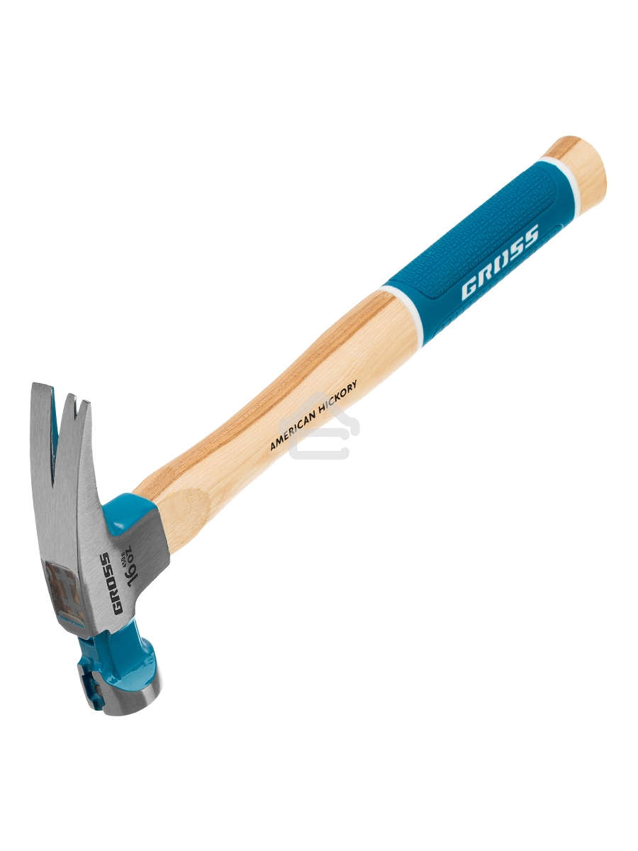 Молоток-гвоздодер GROSS American hickory 450г, угол 75, магнит, обрезиненная рукоятка 10418
