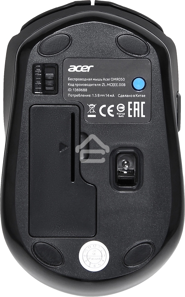 Мышь беспроводная Acer OMR050 черный, 1600 dpi, радиоканал, Bluetooth, USB, кнопки - 6