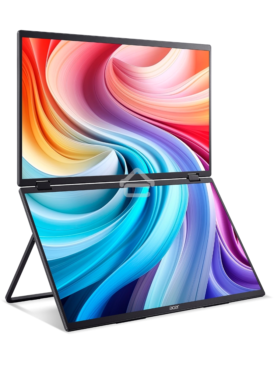 Монитор Acer PD193QEbmiuux 18,5'', Double Portable monitor, UltraThin Black, 16:9, IPS, 1920x1080, 4ms, 250cd, 100Hz, 1xHDMI + 2xType-C(15W) + SPK + Audio Out, Speakers 2Wx2, sync: FreeSync, Vesa:100x100