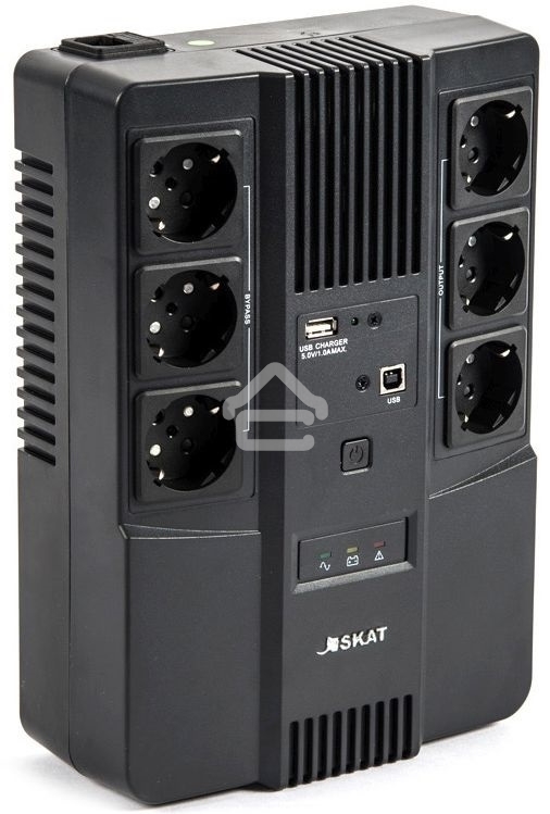 Источник бесперебойного питания Бастион SKAT-UPS 600 AI 220В 360Вт 1АКБ 7А·ч внутр. меандр. стаб-ция напр-я. 6 выходов (8998)