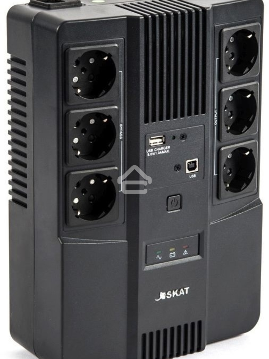 Источник бесперебойного питания Бастион SKAT-UPS 600 AI 220В 360Вт 1АКБ 7Ач внутр. меандр. стаб-ция напр-я. 6 выходов (8998)