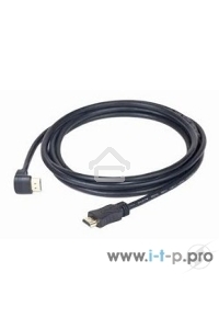 Кабель Cablexpert HDMI CC-HDMI490-15, 19M/19M, v2.0, медь, позол.разъемы, экран, угловой, 4.5м, черный, пакет