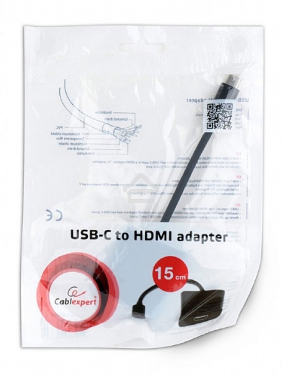 Переходник Cablexpert USB Type-C/HDMI, 15см, пакет (A-CM-HDMIF-01)