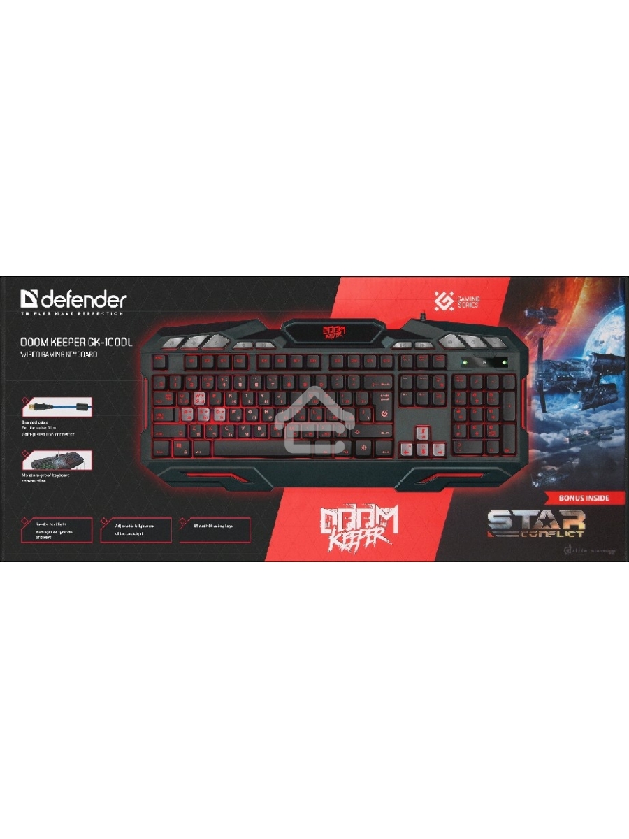 Клавиатура Defender Doom Keeper GK-100DL RUпроводная, USB, чёрный