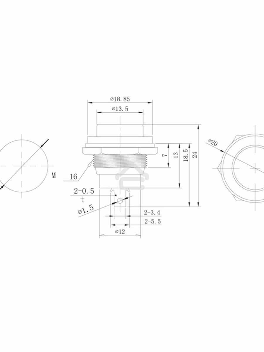 Выключатель-кнопка  металл 250V 2А (2с) (ON)-OFF  Ø16.2  зеленая  Rexant