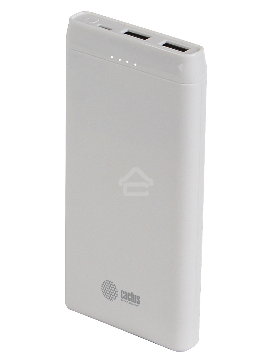Мобильный аккумулятор Cactus CS-PBFSMT-10000 10000mAh 2.1A 2xUSB белый