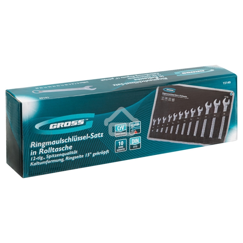 Набор комбинированных ключей Gross 15149 (6-22 мм) 12 шт CrV холодный штамп