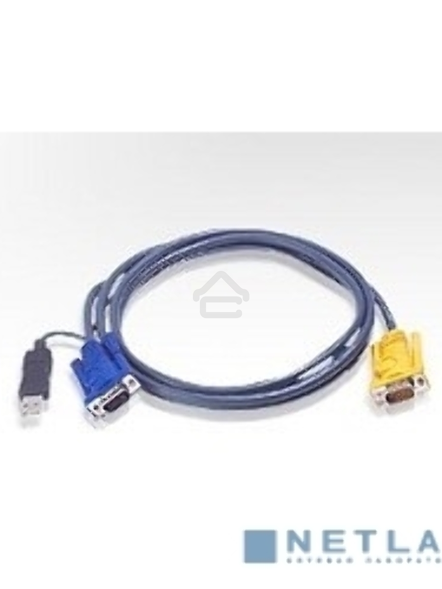Шнур ATEN, мон+клав+мышь USB, SPHD15=>HD DB15+USB A-Тип, Male-2xMale, 8+4 проводов, опрессованный, 3 метр., черный, (с поддержкой KVM PS/2) (2L-5203UP)