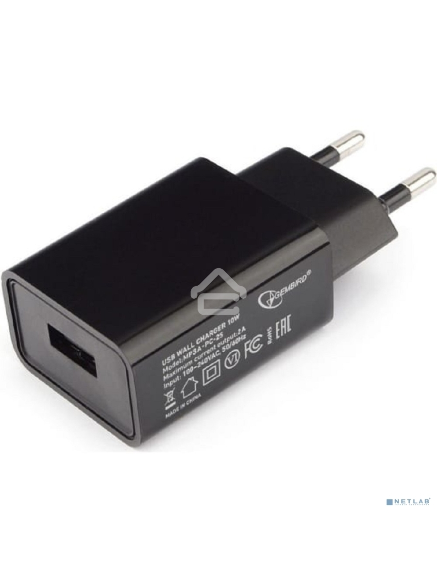 Адаптер питания Cablexpert MP3A-PC-25 100/220V - 5V USB 1 порт, 2A, черный