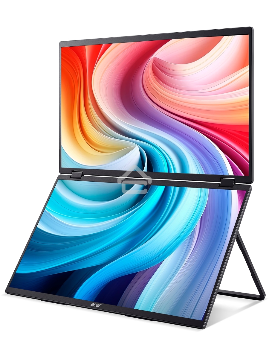 Монитор Acer PD193QEbmiuux 18,5'', Double Portable monitor, UltraThin Black, 16:9, IPS, 1920x1080, 4ms, 250cd, 100Hz, 1xHDMI + 2xType-C(15W) + SPK + Audio Out, Speakers 2Wx2, sync: FreeSync, Vesa:100x100