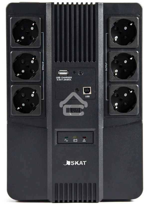 Источник бесперебойного питания Бастион SKAT-UPS 600 AI 220В 360Вт 1АКБ 7А·ч внутр. меандр. стаб-ция напр-я. 6 выходов (8998)