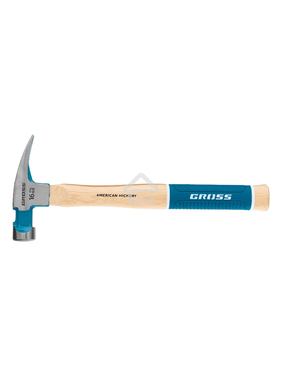Молоток-гвоздодер GROSS American hickory 450г, угол 75, магнит, обрезиненная рукоятка 10418