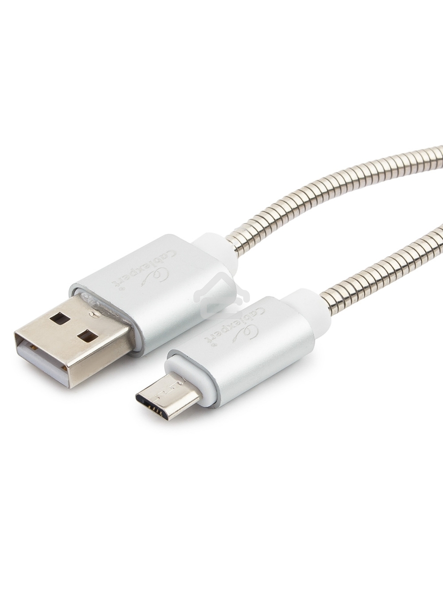 Кабель USB 2.0 Cablexpert CC-G-mUSB02S-1.8M, AM/microB, серия Gold, длина 1.8м, серебро, блистер