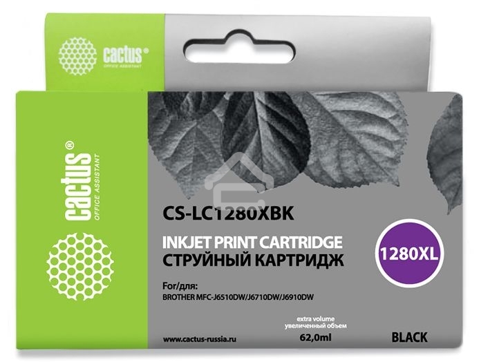Картридж струйный Cactus CS-LC1280XBK черный (62 мл) для Brother MFC-J6510/6910DW
