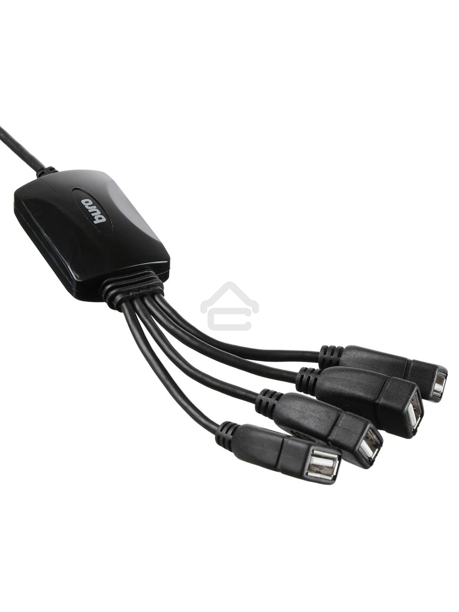 Разветвитель USB 2.0 Buro BU-HUB4-0.3-U2.0-Splitter 4порт. черный