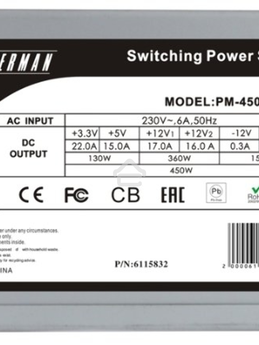 Блок питания Inwin / Powerman PM-450ATX, 450Вт, 120мм, серый
