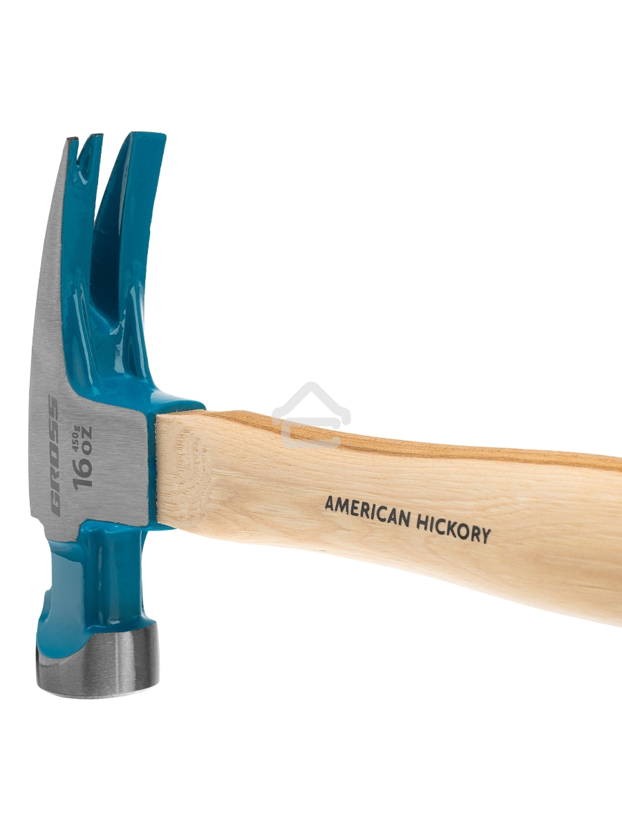 Молоток-гвоздодер GROSS American hickory 450г, угол 75, магнит, обрезиненная рукоятка 10418