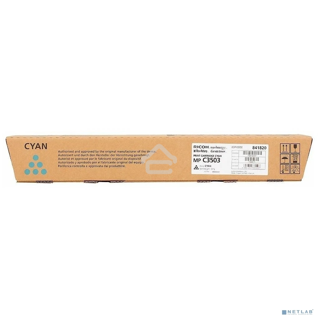 Картридж лазерный Ricoh 841820 тип MP3503, голубой для Aficio MP C3003/C3503, (18000 стр)