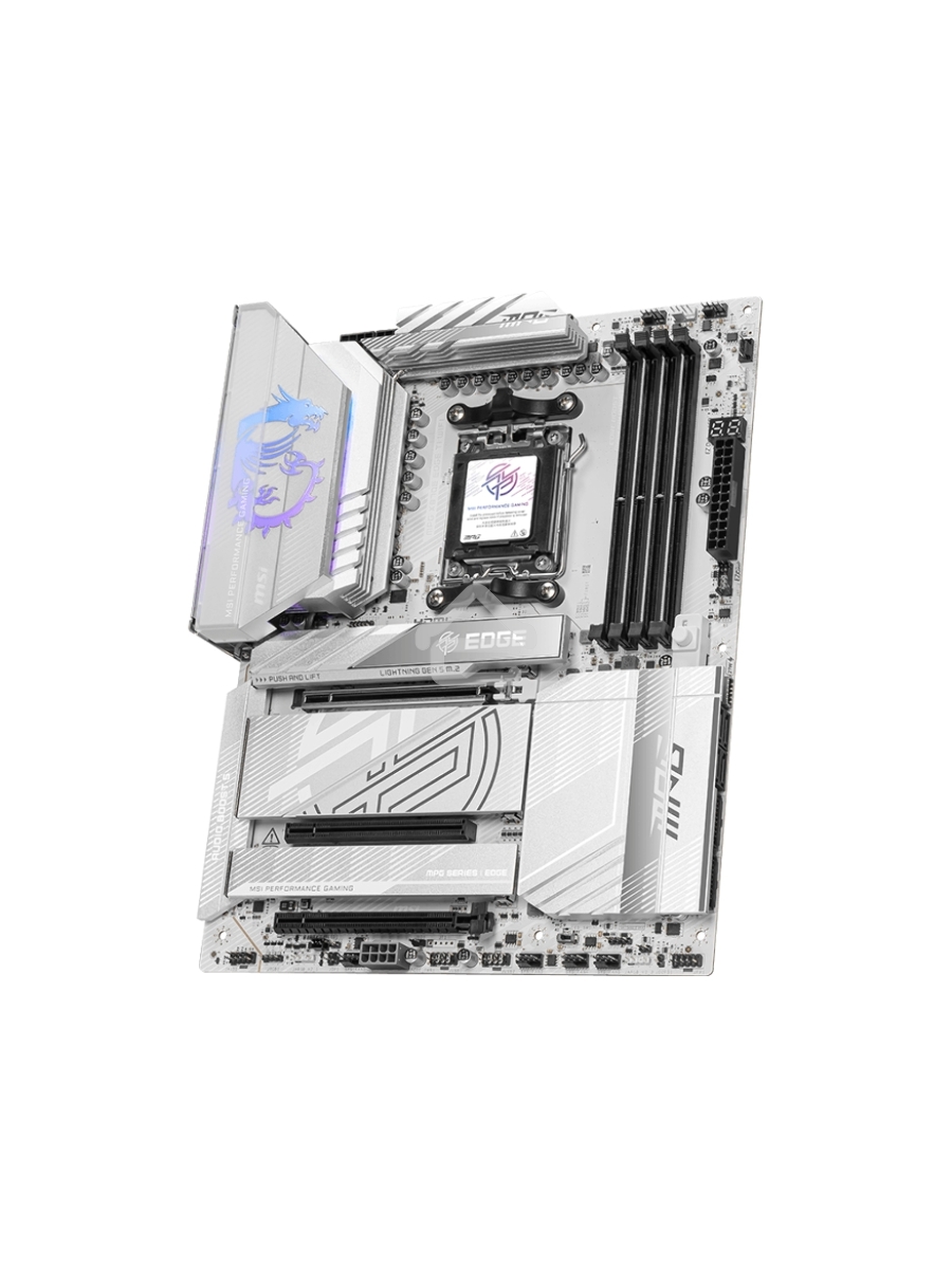 Материнская плата MSI MPG X870E EDGE TI WIFI, AM5, AMD X870E, 4xDDR5, 4xSATA, 4xM.2, 1xPCIe 5.0 x16, 1xPCIe 4.0 x4, 1xPCIe 3.0 x1, 1xHDMI (v2.1), 1xUSB-C 10Gbps, 1x5Gb LAN, Wi-Fi 7, Bluetooth 5.4, 2xUSB-C 40Gbps, 5xUSB-A 10Gbps, 4xUSB-A 2.0, 2x3.5 мм, S/P