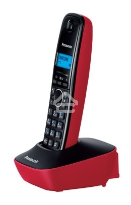 Телефон беспроводной (DECT) Panasonic KX-TG1611RUR (красный) АОН, Caller ID,12 мелодий звонка,подсветка дисплея,поиск трубки
