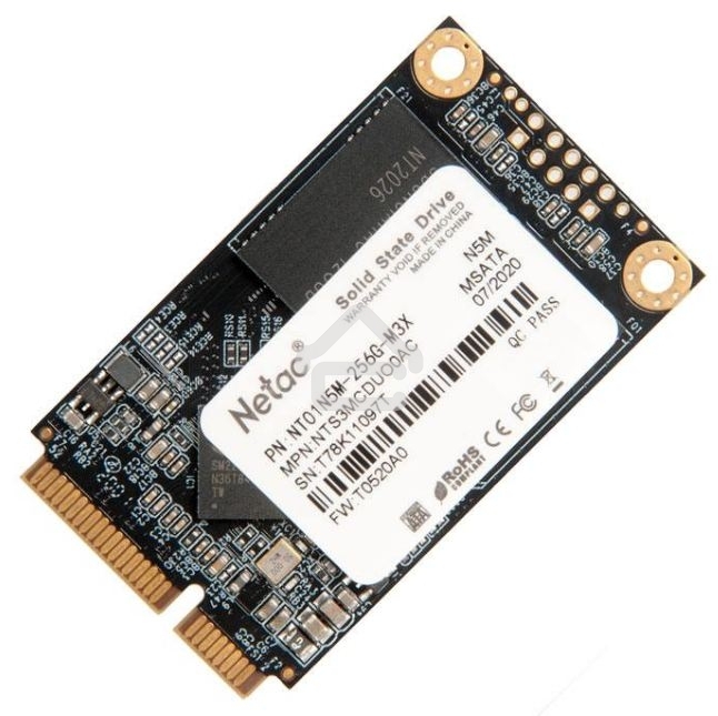 Накопитель SSD Netac N5M, 256Gb, mSATA, R/W 560/520