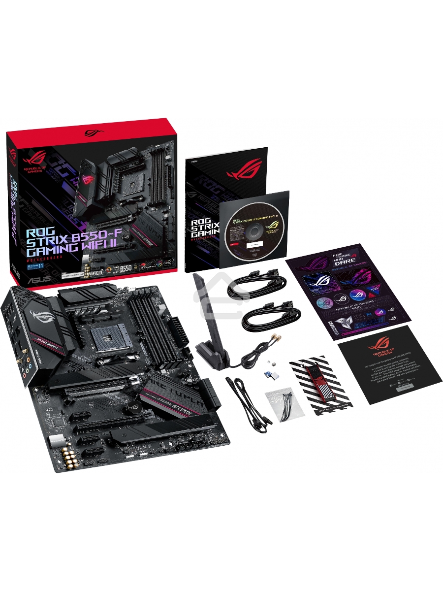 Материнская плата ASUS ROG STRIX B550-F GAMING WIFI II, AM4, AMD B550, 4xDDR4, 6xSATA, 2xM.2, 1xPCIe 3.0 x4, 1xPCIe 4.0 x16, 3xPCIe x1, 1xDP, 1xHDMI, 1x 2.5Gb LAN, 1xUSB-A 3.2 Gen 2, 2xUSB-A 3.2 Gen 1, 1xUSB-C 3.2 Gen 2, 5x3.5 мм, 7.1, ATX