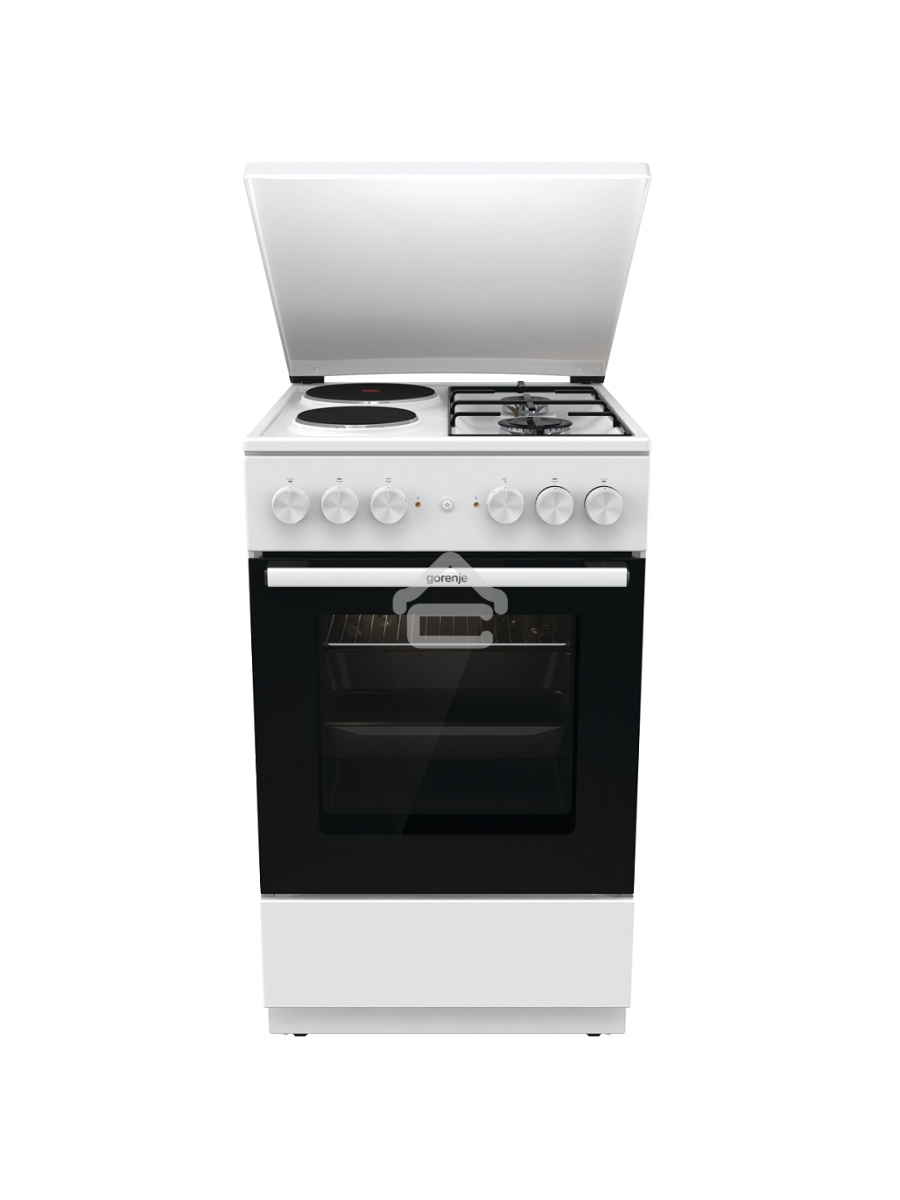 Плита комбинированная Gorenje GK5A12WG белый, конфорок 2 газовых и 2 электрических, духовка 68 л, 50 см x 85 см x 59.4 см